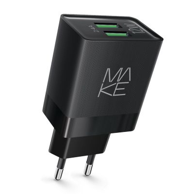 Зарядний пристрій мережевий MAKE 12W 2USB 2.4A Black