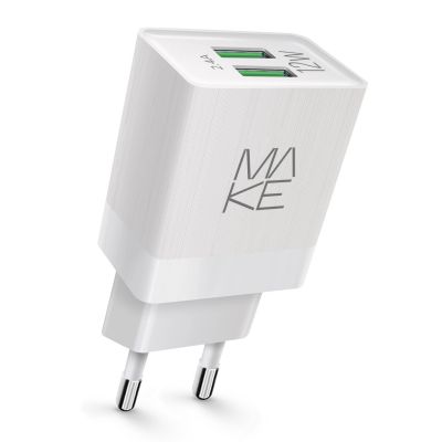 Зарядний пристрій мережевий MAKE 12W 2USB 2.4A White