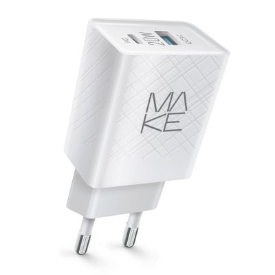 Зарядний пристрій мережевий MAKE 20W Type-C PD + USB QC3.0 White