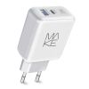 Зарядний пристрій мережевий MAKE 30W Type-C PD + USB QC3.0 White