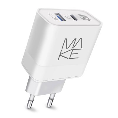 Зарядний пристрій мережевий MAKE 45W Type-C PD + USB QC3.0 White