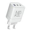 Зарядний пристрій мережевий MAKE 65W 2 x Type-C PD + USB QC3.0 White