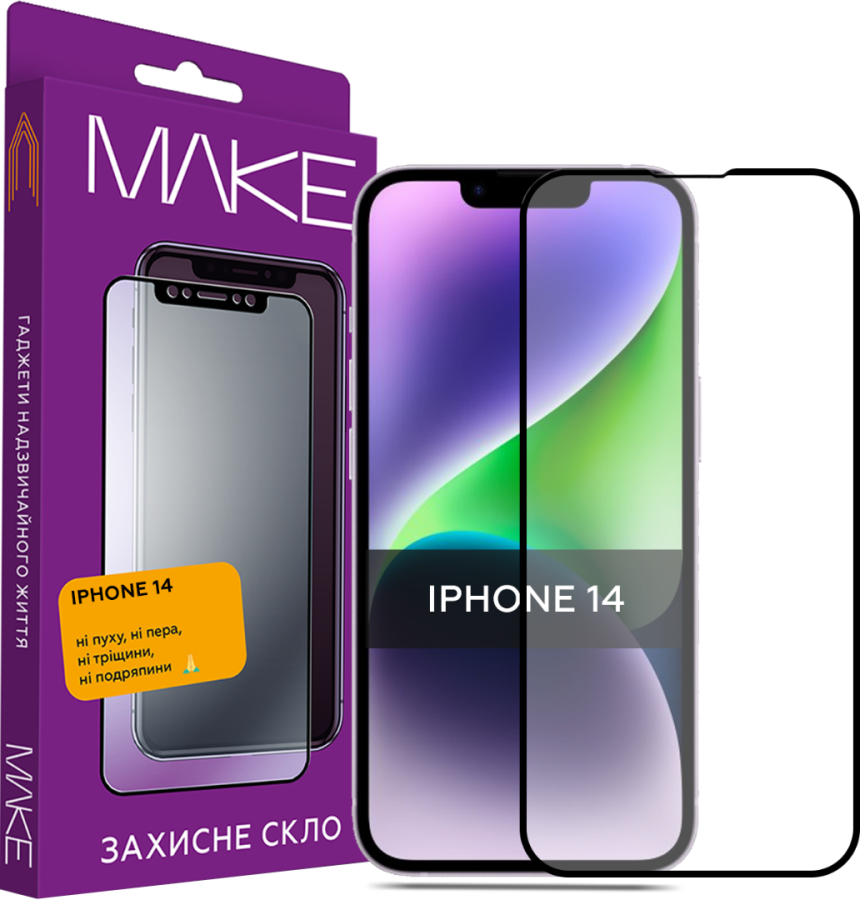 Захисне скло MAKE для Apple iPhone 13/13 Pro/14/16e (Black)