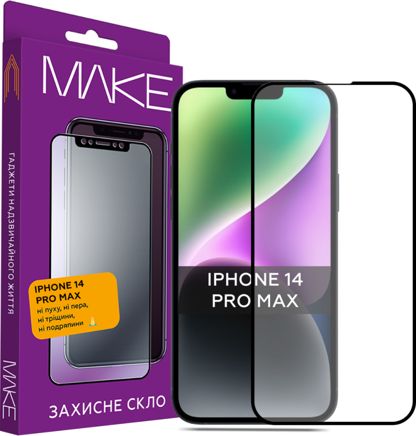 Захисне скло MAKE для Apple iPhone 14 Pro Max (Black)