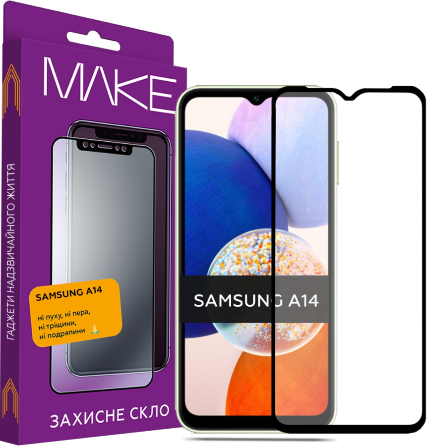 Захисне скло MAKE для Samsung Galaxy A14 (Black)