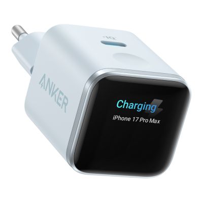 Мережевий адаптер Anker Nano Charger with Smart Display, 45W, USB-C (Misty Blue)