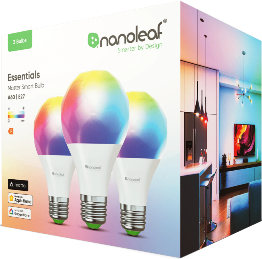 Комплект розумних лампочок Nanoleaf Essentials Bulb with Matter E27 9W (3 шт)