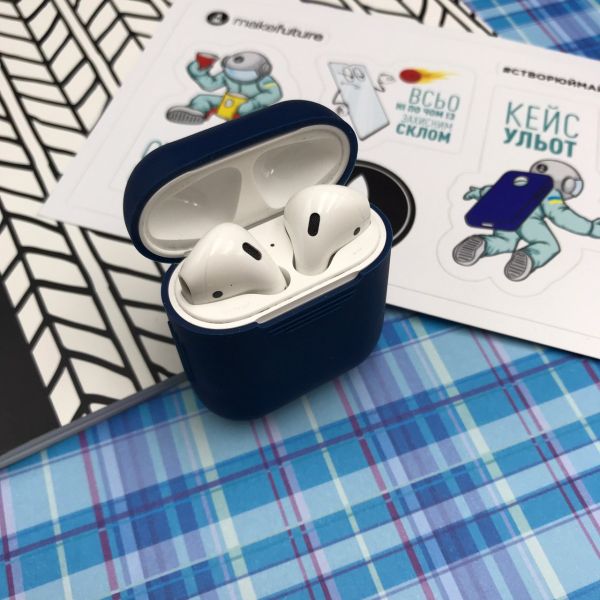 Чохол для навушників MAKE Apple AirPods 1/2 Silicone Blue