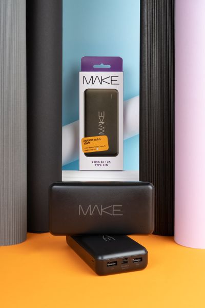 Power Bank MAKE Мобільна батарея 20000 mAh 10W 2A+2A Black