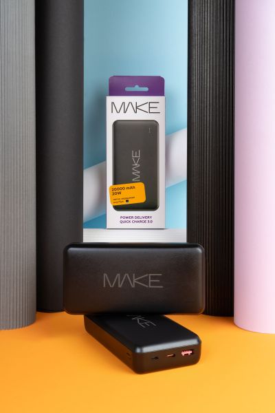 Power Bank MAKE Мобільна батарея 20000 mAh 20W PD+QC Black