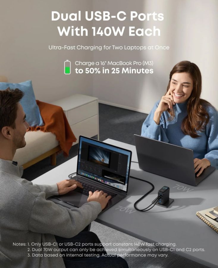 Мережевий адаптер Anker Laptop Charger (140W) з кабелем USB-C (Black)
