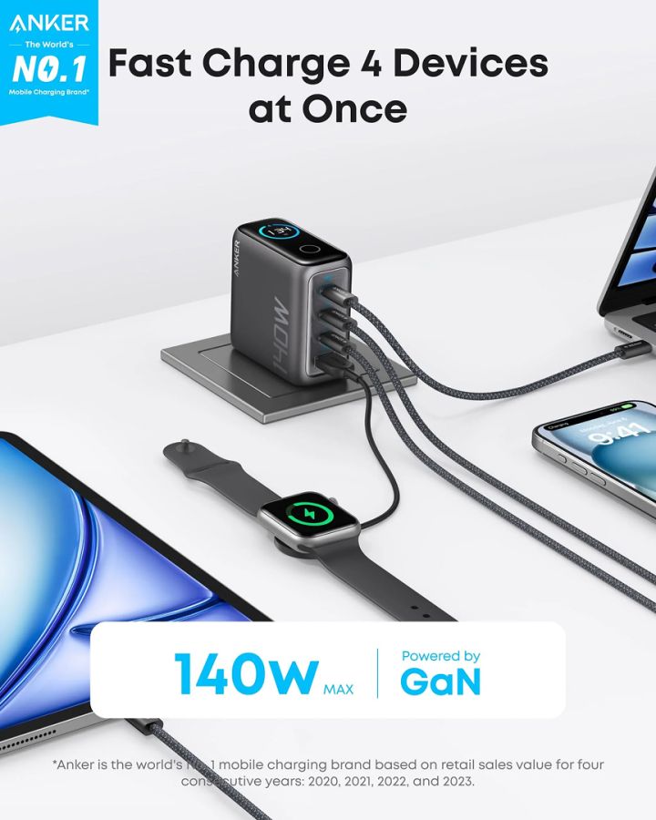 Мережевий адаптер Anker Laptop Charger (140W) з кабелем USB-C (Black)