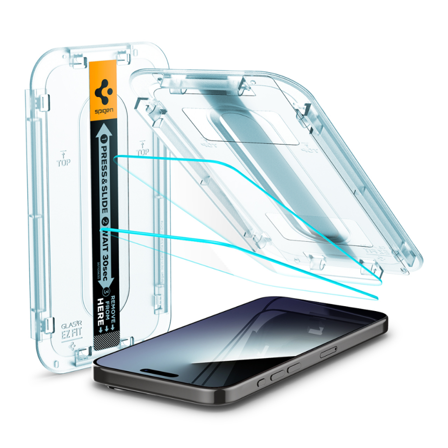 Захисне скло Spigen Glass tR EZ Fit для Apple iPhone 15 Pro (Clear) 2 шт.