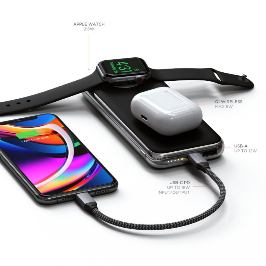 Повербанк Satechi Quatro Wireless Power Bank 10000mAh (Space Gray)