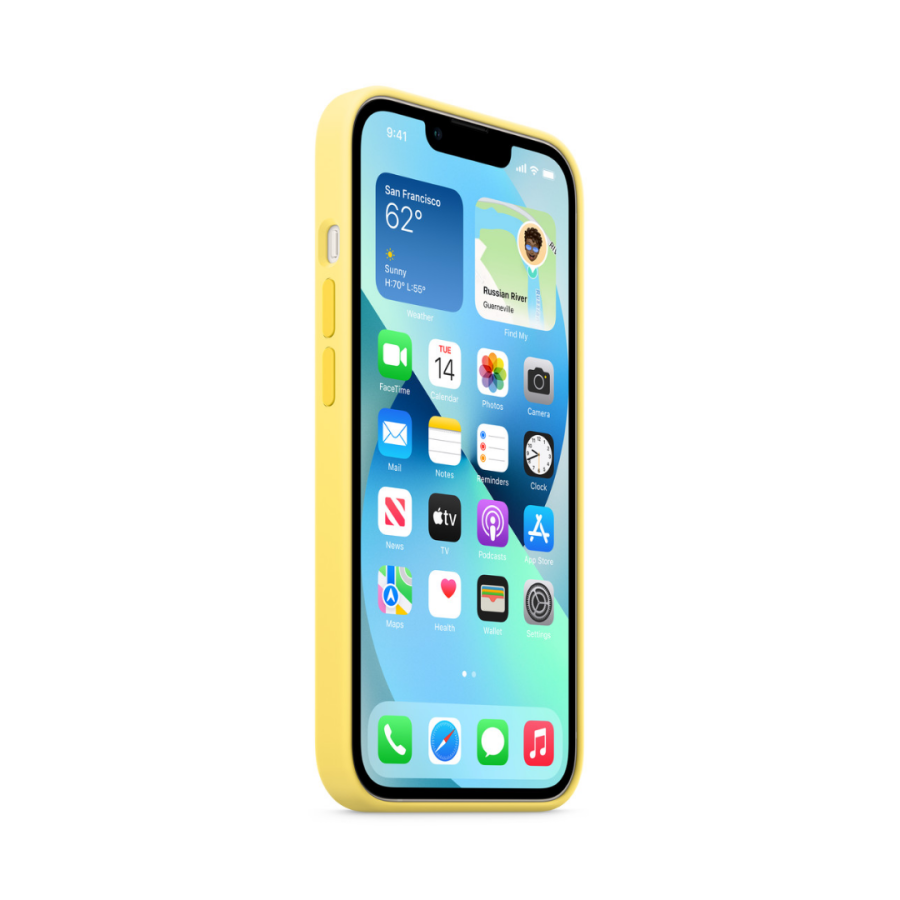 Чехол Apple Silicone Case with MagSafe для Apple iPhone 13 (Lemon Zest)