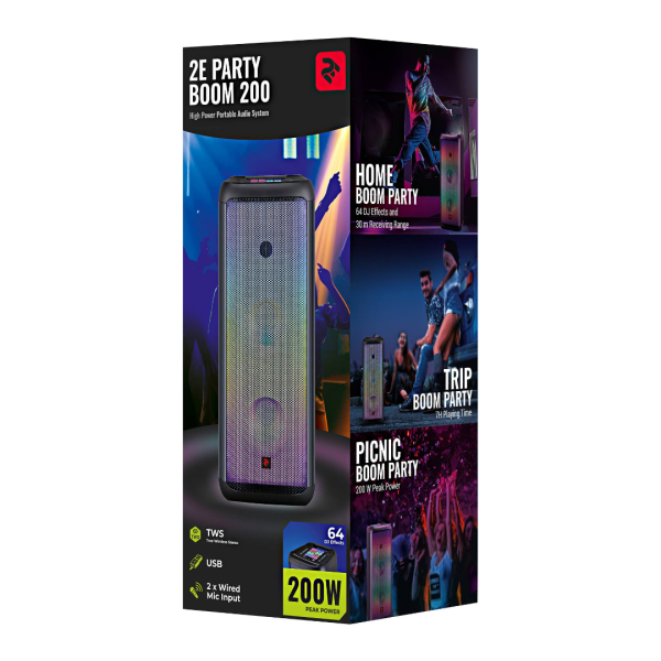 Портативная акустическая система 2E PartyBoom 200 (Black)