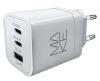 Зарядний пристрій мережевий MAKE 65W 2 x Type-C PD + USB QC3.0 White