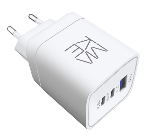 Зарядний пристрій мережевий MAKE 65W 2 x Type-C PD + USB QC3.0 White