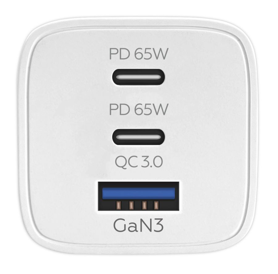 Зарядний пристрій мережевий MAKE 65W 2 x Type-C PD + USB QC3.0 White