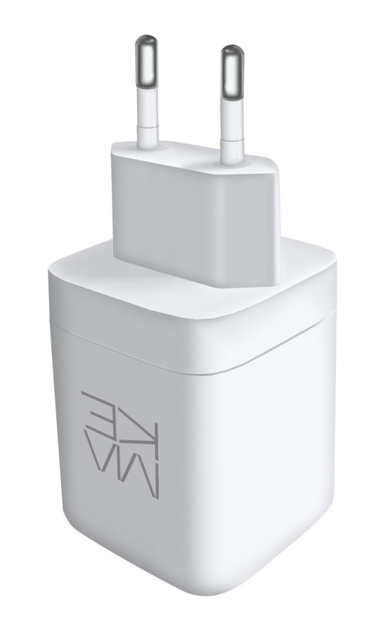 Зарядний пристрій мережевий MAKE 65W 2 x Type-C PD + USB QC3.0 White